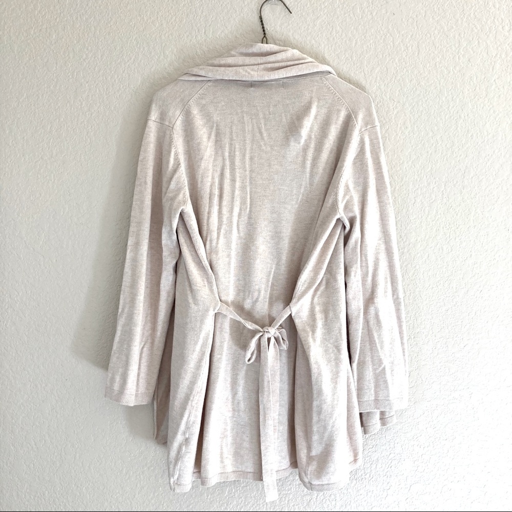 Zara Knit Tie Wrap Cardigan Sweater (Beige)